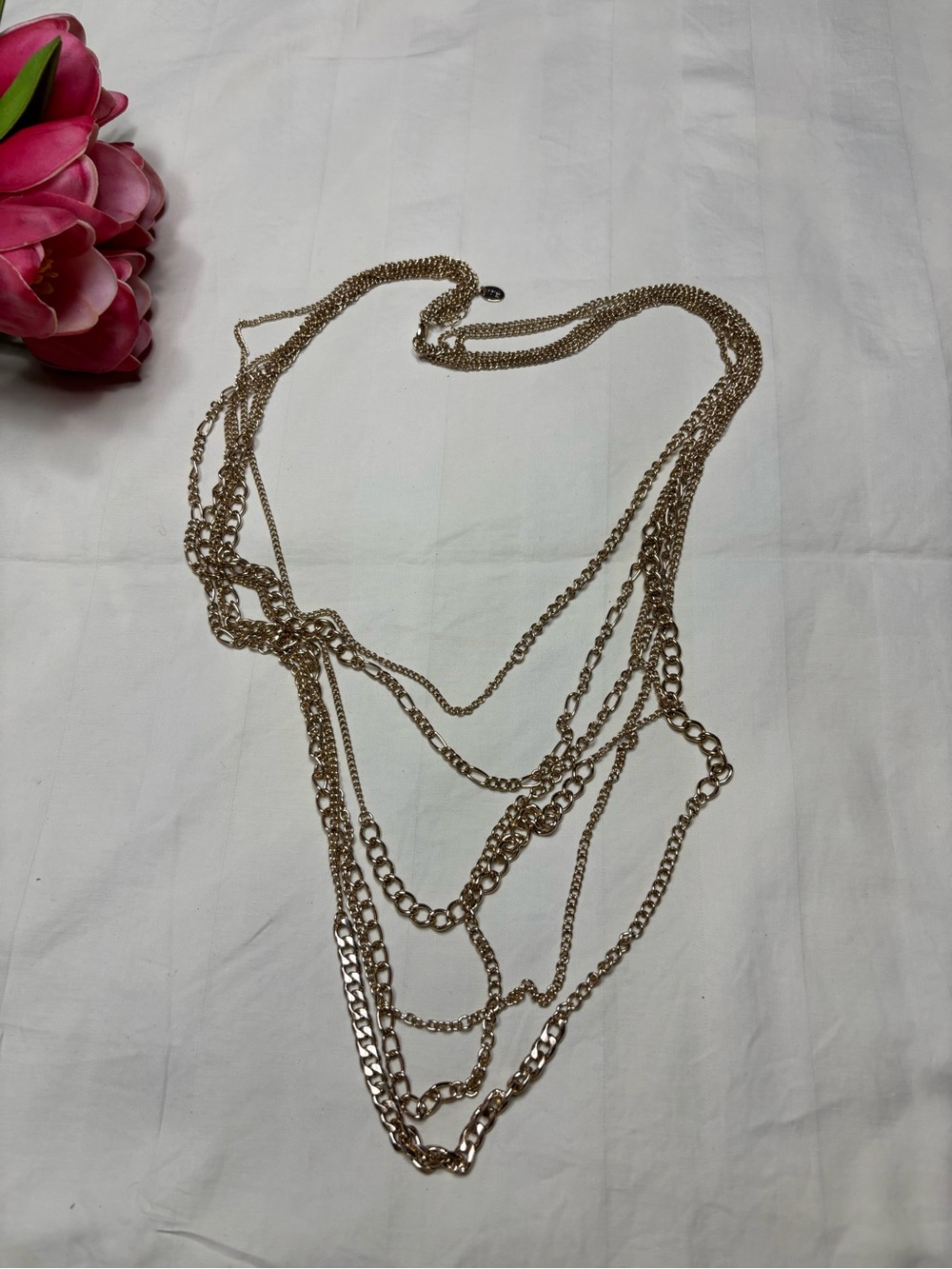 Claire's Gold Tone Multi Strand Layered Chain Necklace Figaro
Curb Cable Y2K